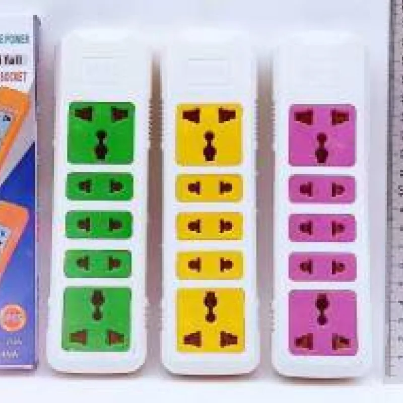 รางปลั๊กไฟ 5 ช่อง คละสี (200) * 10ชิ้น