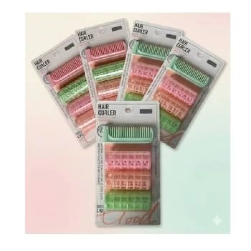 ที่ม้วนผมขนาดกลาง 3 อัน + หวี (480) *12 ชิ้น