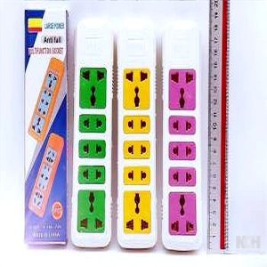 รางปลั๊กไฟ 10 ชิ้น / แพ็ค 5 ช่อง คละสี (2เมตร)