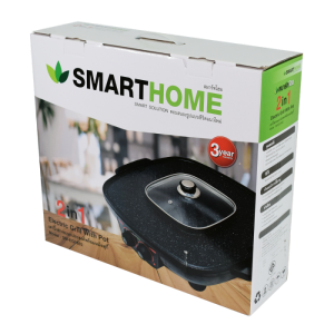 Smarthome Electric Grill With Pot 2 in 1 Square เตาปิ้งย่างเอนกประสงค์หร้อมหม้อสุกี้ SM-EG1802 อาหารไม่ติดกระทะ ล้างออกง่าย