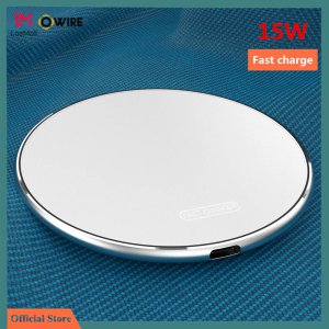 OWIRE 10W/15W Qi ไวเลสชาร์จสำหรับ iPhone X XS Max 8 8 Plus Fast Wireless Charging Pad for Samsung S8 S9 Note 9 Xiaomi Mi Mix 2s